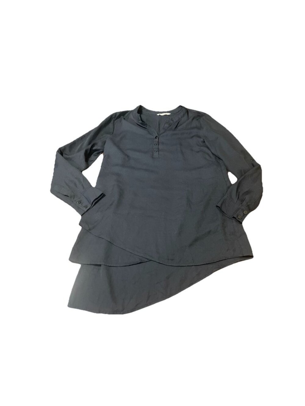 Soft Surroundings Women's Size Medium? Black Tunic Blouse V-Neck Asymmetric Hem